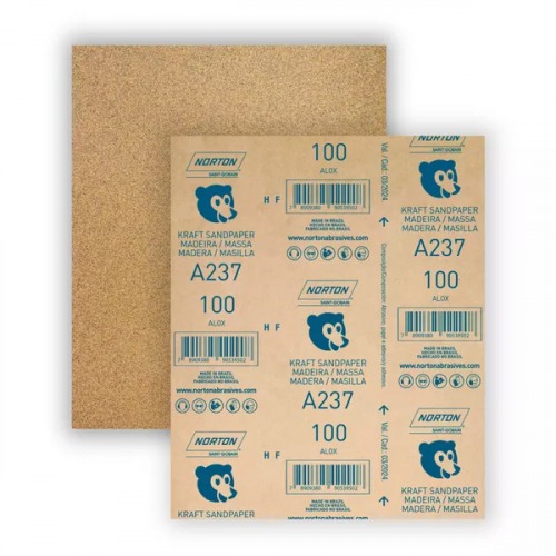 Folha de lixa para madeira e massa 225 x 275 mm - A237