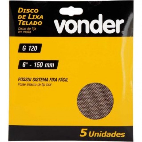 Disco de lixa telado 150 mm gr�o 120 com 5 pe�as