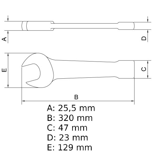 Chave fixa de bater 60 mm aço cromo vanádio Chave fixa de bater 60 mm aço cromo vanádio
