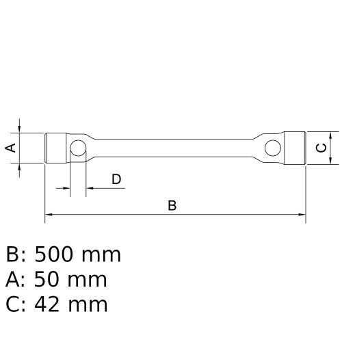 Chave de roda macia 24 x 27 mm ao cromo vandio
