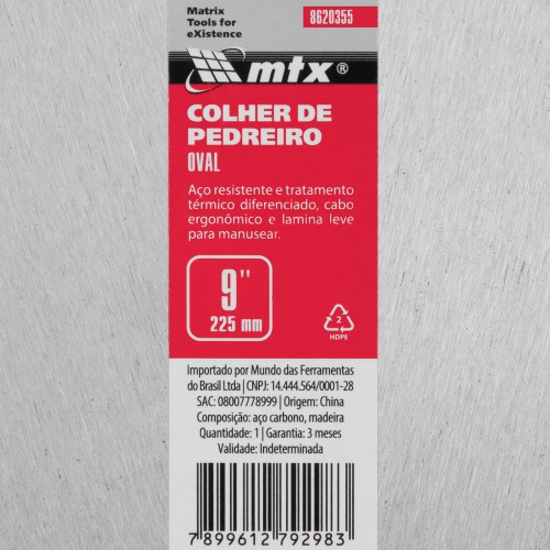 Colher de pedreiro oval 9