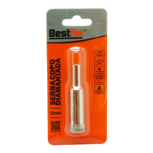 Serra copo diamantada 12 mm para porcelanato e vidro - BFH3370