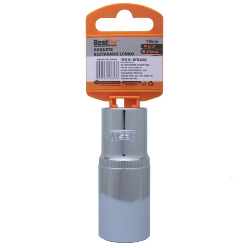 Soquete sextavado longo 24 mm com encaixe de 1/2 Soquete sextavado longo 24 mm com encaixe de 1/2