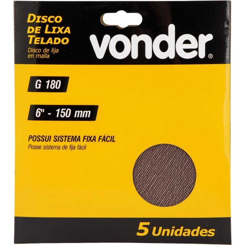 Disco de lixa telado 150 mm gro 180 com 5 peas