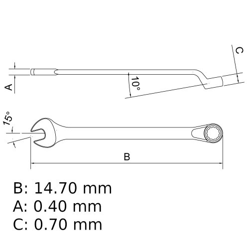 Chave combinada 9 mm aço cromo vanádio Chave combinada 9 mm aço cromo vanádio