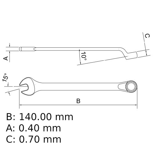 Chave combinada 8 mm aço cromo vanádio Chave combinada 8 mm aço cromo vanádio