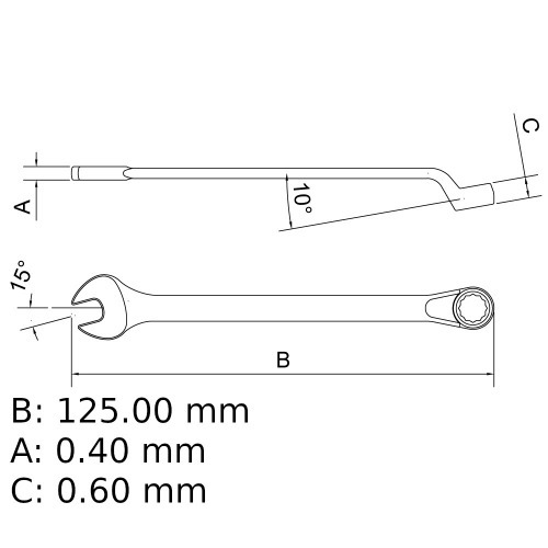 Chave combinada 6 mm a�o cromo van�dio