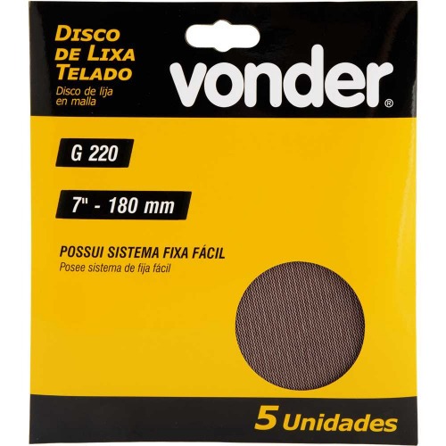 Disco de lixa telado 180 mm gr�o 220 com 5 pe�as