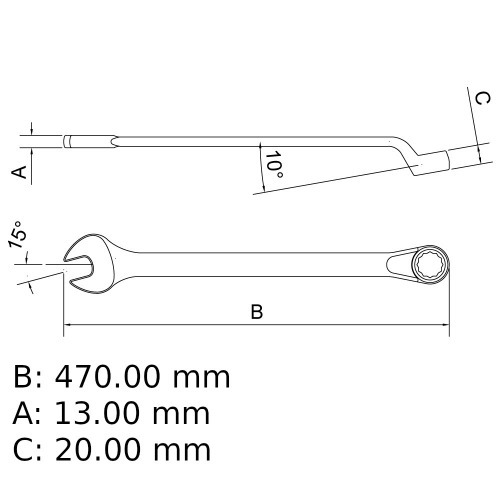 Chave combinada 36 mm ao cromo vandio