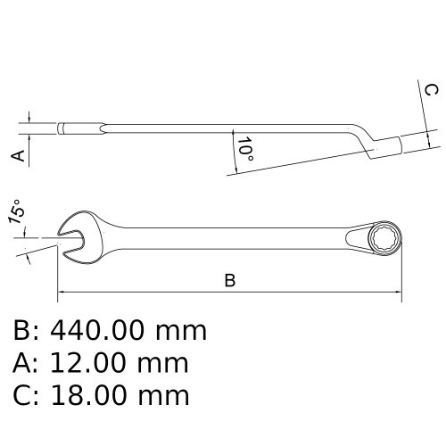 Chave combinada 34 mm aço cromo vanádio Chave combinada 34 mm aço cromo vanádio