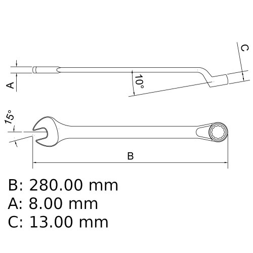 Chave combinada 22 mm aço cromo vanádio Chave combinada 22 mm aço cromo vanádio