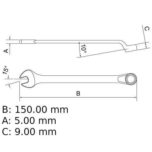 Chave combinada 12 mm ao cromo vandio