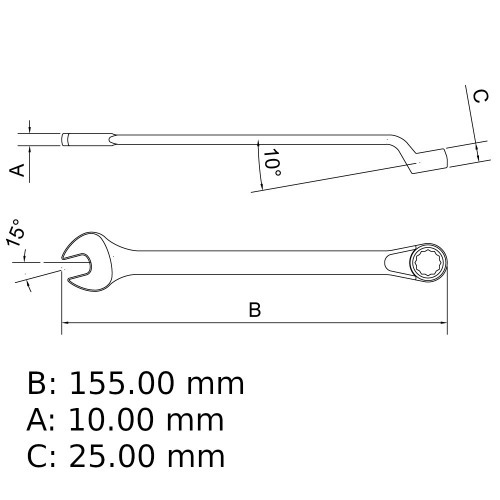 Chave combinada 10 mm ao cromo vandio