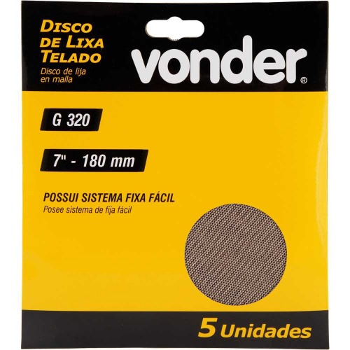 Disco de lixa telado 180 mm grão 320 com 5 peças Disco de lixa telado 180 mm grão 320 com 5 peças