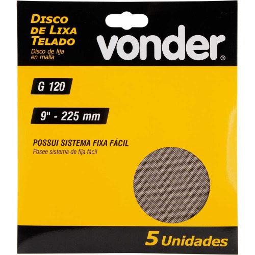 Disco de lixa telado 225 mm grão 120 com 5 peças Disco de lixa telado 225 mm grão 120 com 5 peças
