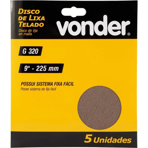 Disco de lixa telado 225 mm gr�o 320 com 5 pe�as