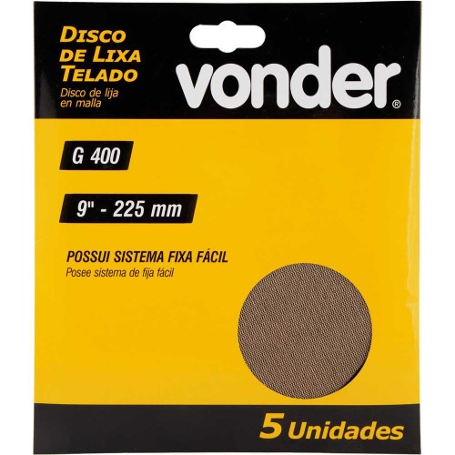 Disco de lixa telado 225 mm gr�o 400 com 5 pe�as