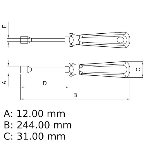 Chave com cabo tipo canhão 12 mm aço cromo vanádio Chave com cabo tipo canhão 12 mm aço cromo vanádio