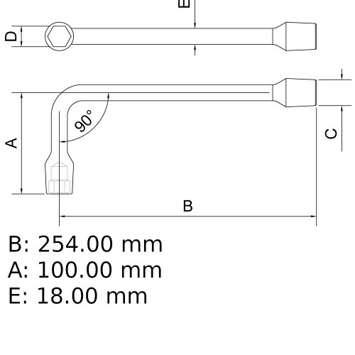 Chave biela 18 mm aço cromo vanádio com cartela Chave biela 18 mm aço cromo vanádio com cartela