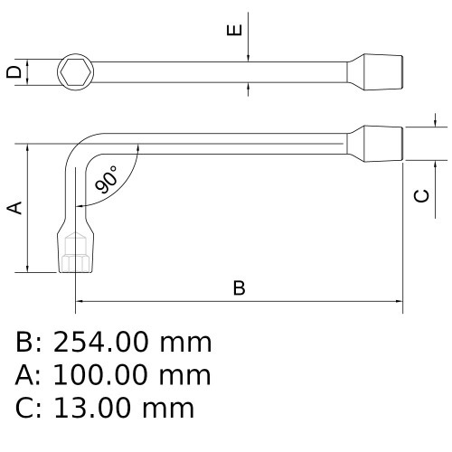 Chave biela 13 mm ao cromo vandio com cartela