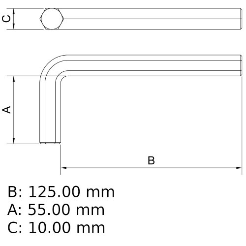 Chave allen 10,0 mm ao cromo vandio
