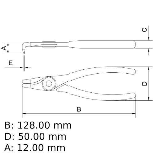 Alicate bico curvo para an�is internos a�o cromo van�dio 5.1/2
