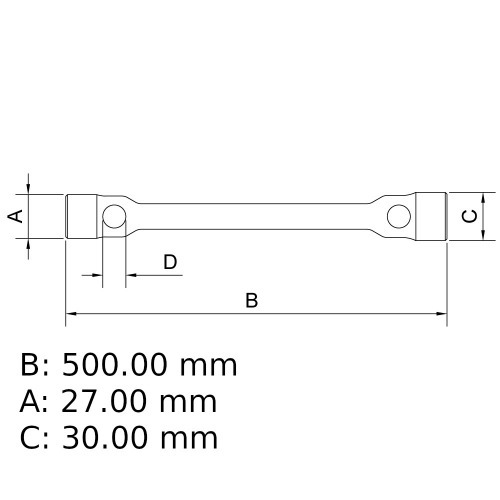 Chave de roda maci�a 27 x 30 mm a�o cromo van�dio