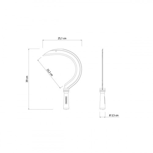 Foicinha para pasto com cabo de madeira