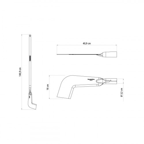 Foice mineira met�lica com olho de 35 mm cabo de madeira de 100 cm