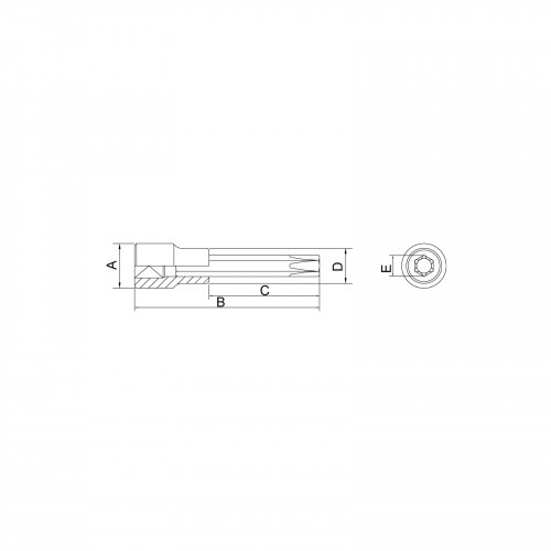 Soquete longo com ponta hexalobular T40 encaixe de 1/2