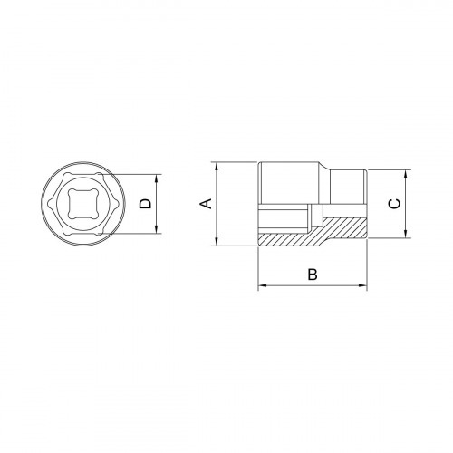 Soquete sextavado 10 mm encaixe 3/8