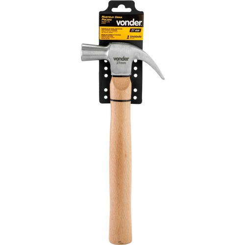 Martelo unha polido 27 mm com cabo de madeira