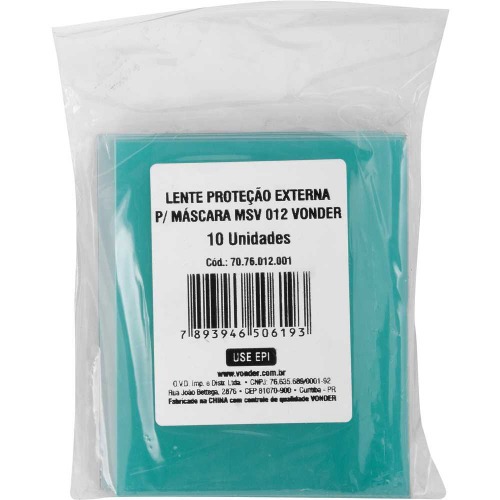 Lente transparente externa 111 x 90 mm para m�scara autom�tica com 10 unidades