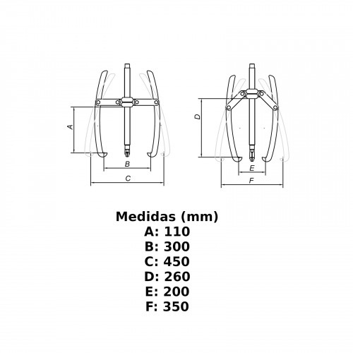 Saca polia com 3 garras abertura de 260 mm Saca polia com 3 garras abertura de 260 mm