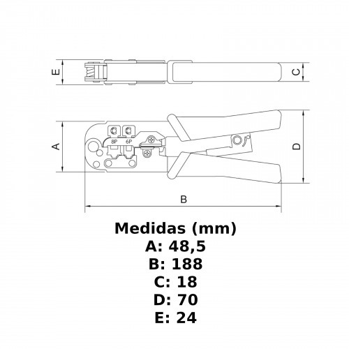 Alicate crimpador para terminais RJ 11-12-45