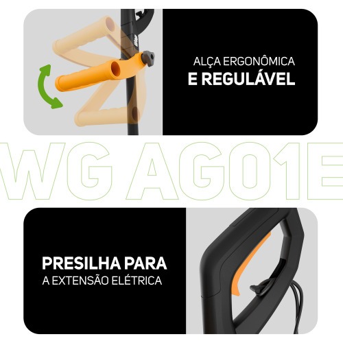 Aparador de grama 1600 watts a fio de nylon - WG AG01E  110V