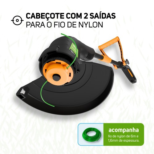 Aparador de grama 1600 watts a fio de nylon - WG AG01E  110V