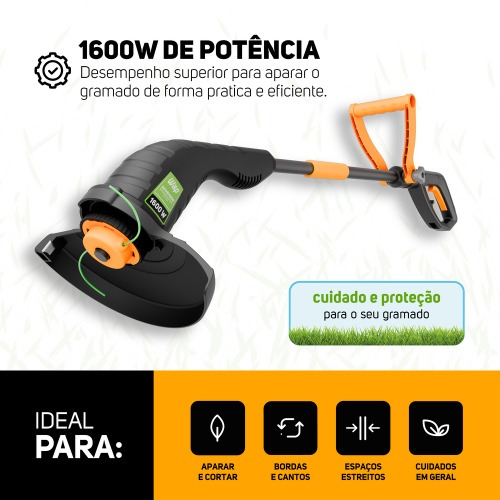 Aparador de grama 1600 watts a fio de nylon - WG AG01E  110V