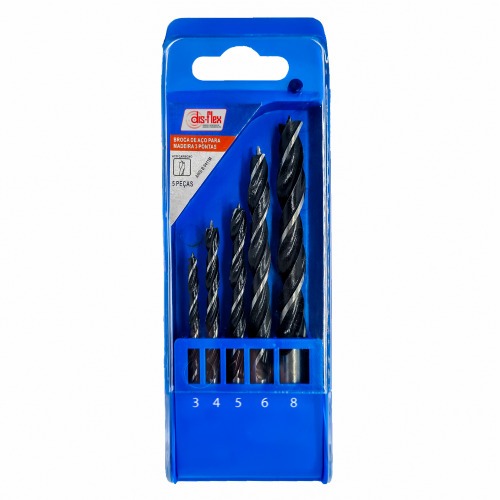 Jogo de broca para madeira 3 pontas 3 a 8 mm com 5 peas - 29.086