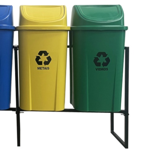 Kit com 4 lixeiras de 60L para coleta seletiva - 14038 Kit com 4 lixeiras de 60L para coleta seletiva - 14038