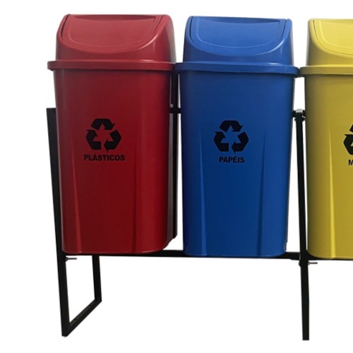 Kit com 4 lixeiras de 60L para coleta seletiva - 14038 Kit com 4 lixeiras de 60L para coleta seletiva - 14038