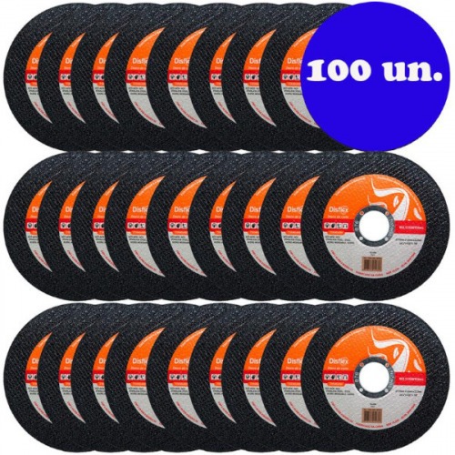 Kit 100 Discos de de corte fino para metal e inox 4.1/2