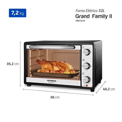 Forno eltrico 1800W 52 litros Grand Family II - FRN-52-B  220V
