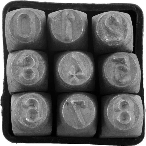 Jogo de algarismo de aço para gravação 5 mm - 9 peças Jogo de algarismo de aço para gravação 5 mm - 9 peças