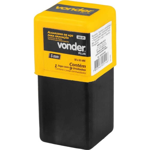 Jogo de algarismo de aço para gravação 5 mm - 9 peças Jogo de algarismo de aço para gravação 5 mm - 9 peças