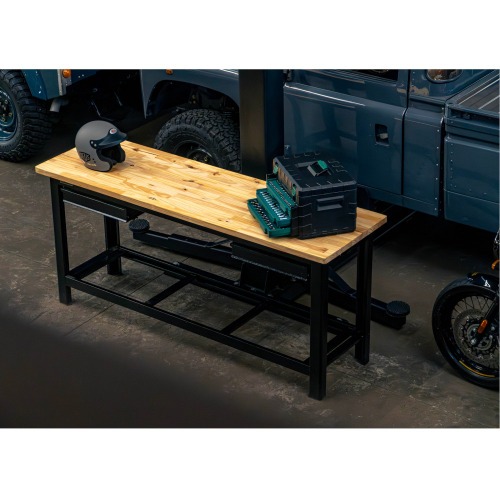 Bancada aberta com 02 gavetas e tampo de madeira pinus - RLL-210P Bancada aberta com 02 gavetas e tampo de madeira pinus - RLL-210P