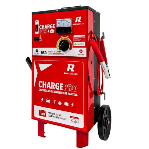 Carregador de bateria 12V rpido e lento 50A com auxiliar de partida - Charge PRO  110V/220V