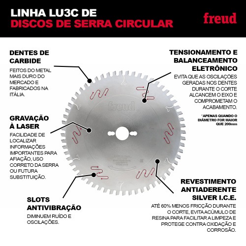 Disco de serra para madeira 303 mm x 30 mm 60 dentes - LU3C 0300 Disco de serra para madeira 303 mm x 30 mm 60 dentes - LU3C 0300