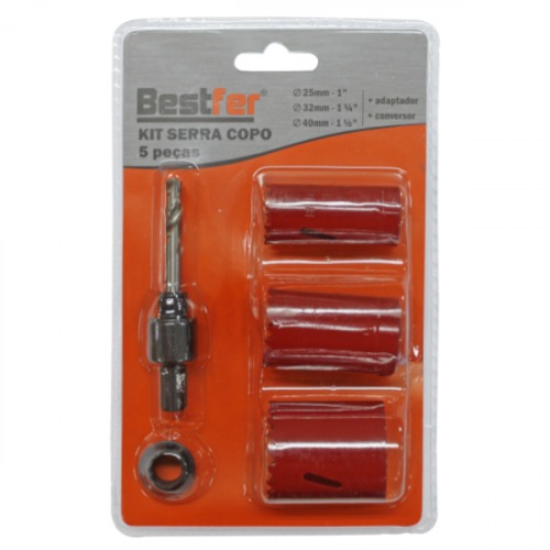 Jogo de serra copo para madeira 25 a 40 mm com 5 peças - BFH0963 Jogo de serra copo para madeira 25 a 40 mm com 5 peças - BFH0963