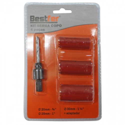 Jogo de serra copo para madeira 25 a 30 mm com 4 peças - BFH0964 Jogo de serra copo para madeira 25 a 30 mm com 4 peças - BFH0964